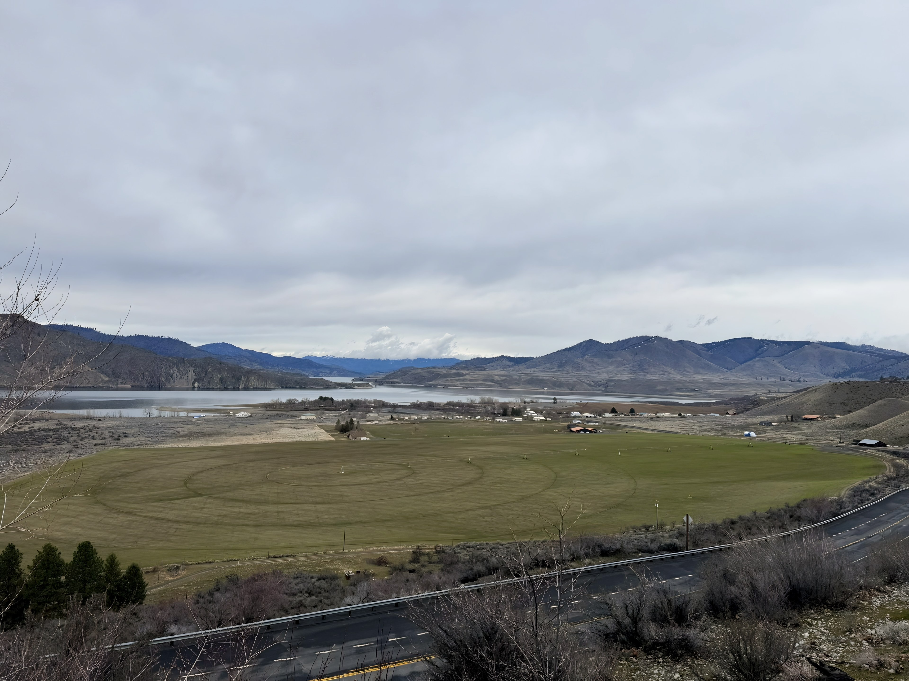 Fields running down to Lake Roosevelt