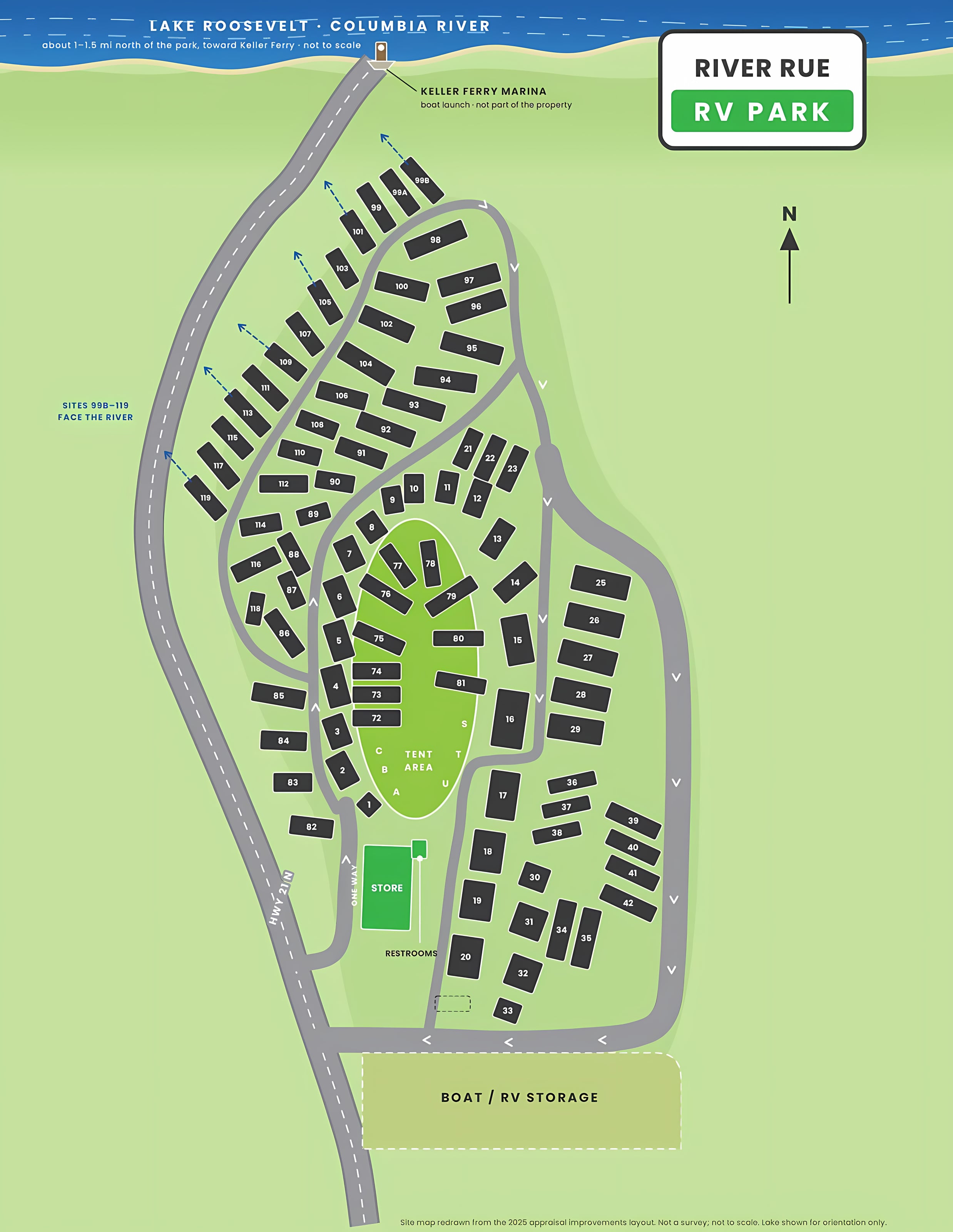 Site map of River Rue RV Village